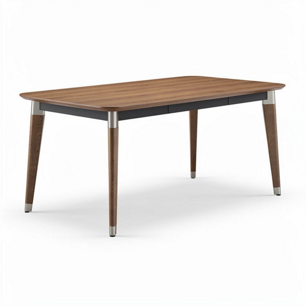 Tavolo da pranzo rettangolare in legno noce con dimensioni 150 x 75 x 75cm