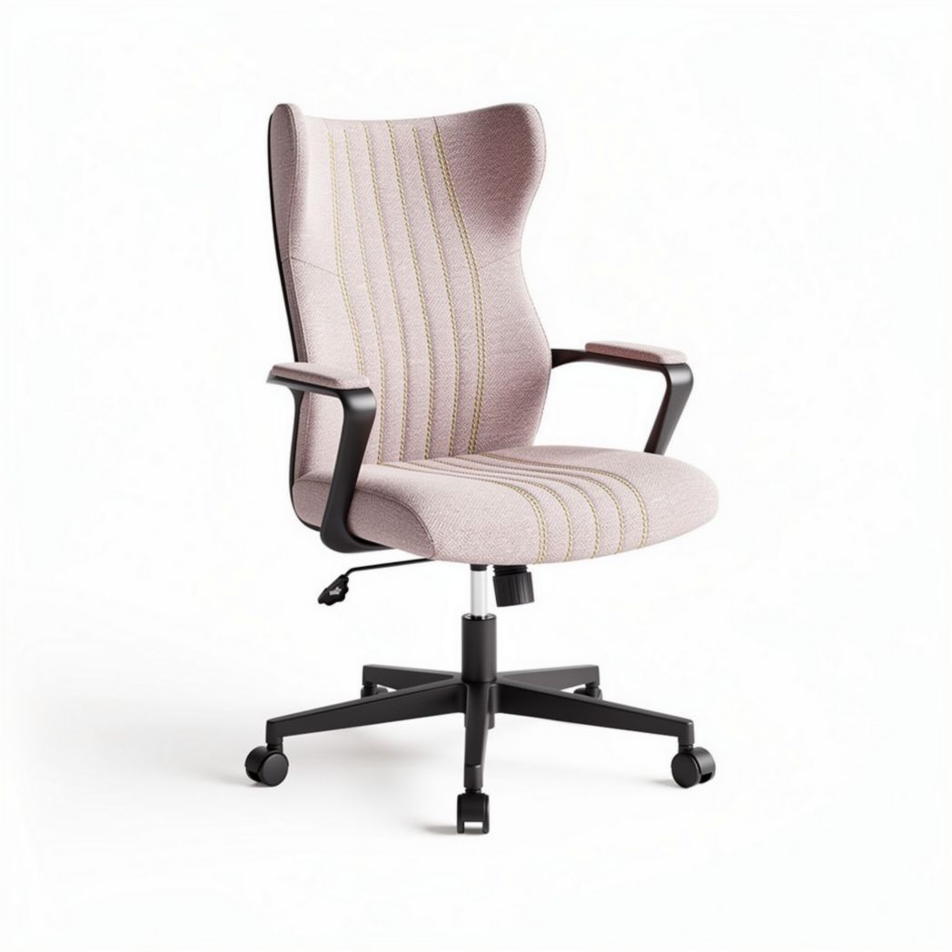Sedia da ufficio girevole con schienale alto in tessuto rosa 60 x 60 x 100cm