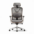 Sgabello ergonomico in rete grigia con supporto lombare regolabile 48 x 60 x 110cm