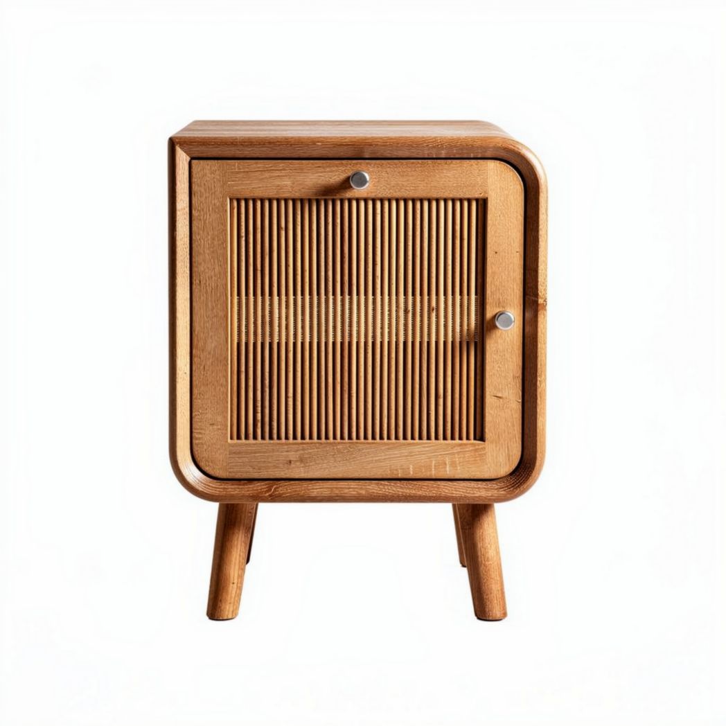 Mobiletto in legno con anta a ribalta e gambe in stile retrò 40 x 40 x 50cm
