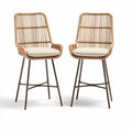 Sedia da bar in rattan con cuscino 50 x 50 x 100 cm colore naturale