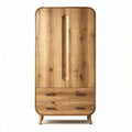 Armadio in legno naturale con 2 cassetti e finitura chiara 80 x 40 x 180cm