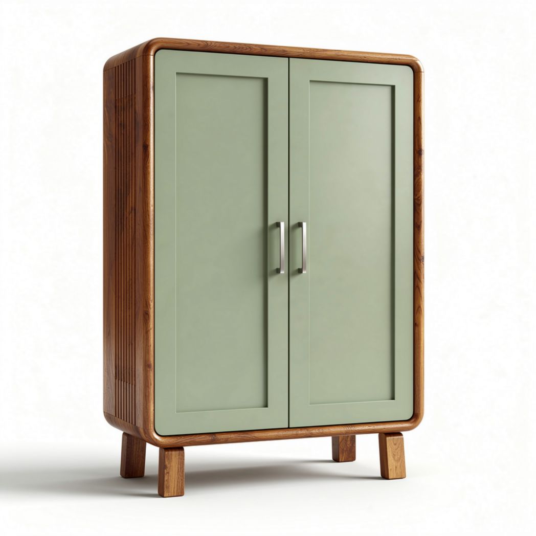 Armadio in legno e metallo verde 80 x 45 x 100cm con ante a battente