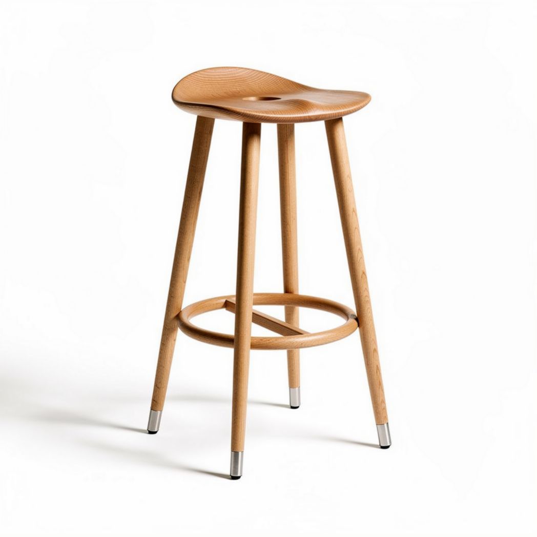 Sgabello in legno di faggio con seduta ergonomica e gambe alte 75 cm